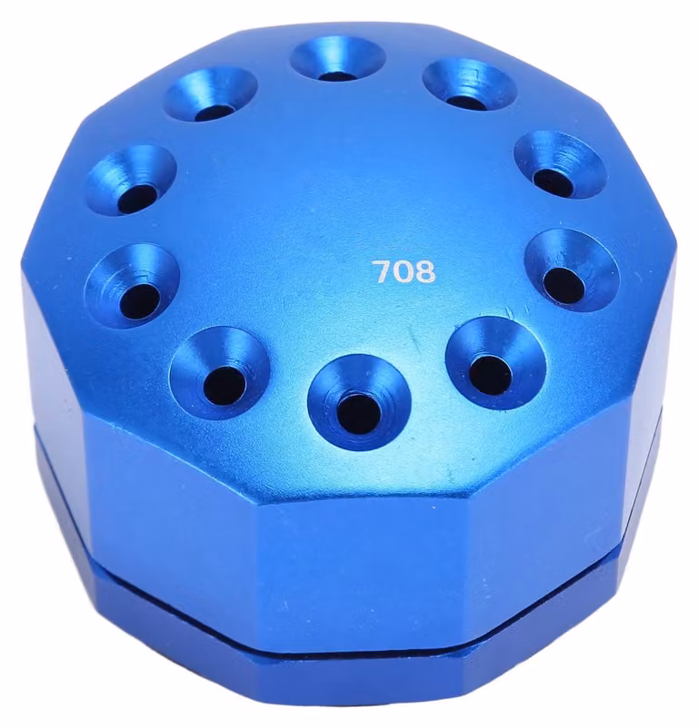Porta-cacciaviti rotante a 360°, con 10 fori, in alluminio, colore blu