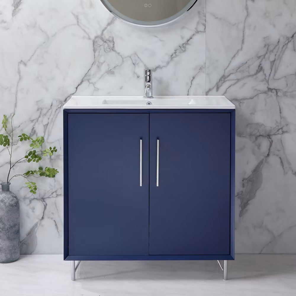 Mobile Bagno Antracite 810mm con Lavabo e Maniglie Cromate con Impugnatura a Dito - Edge