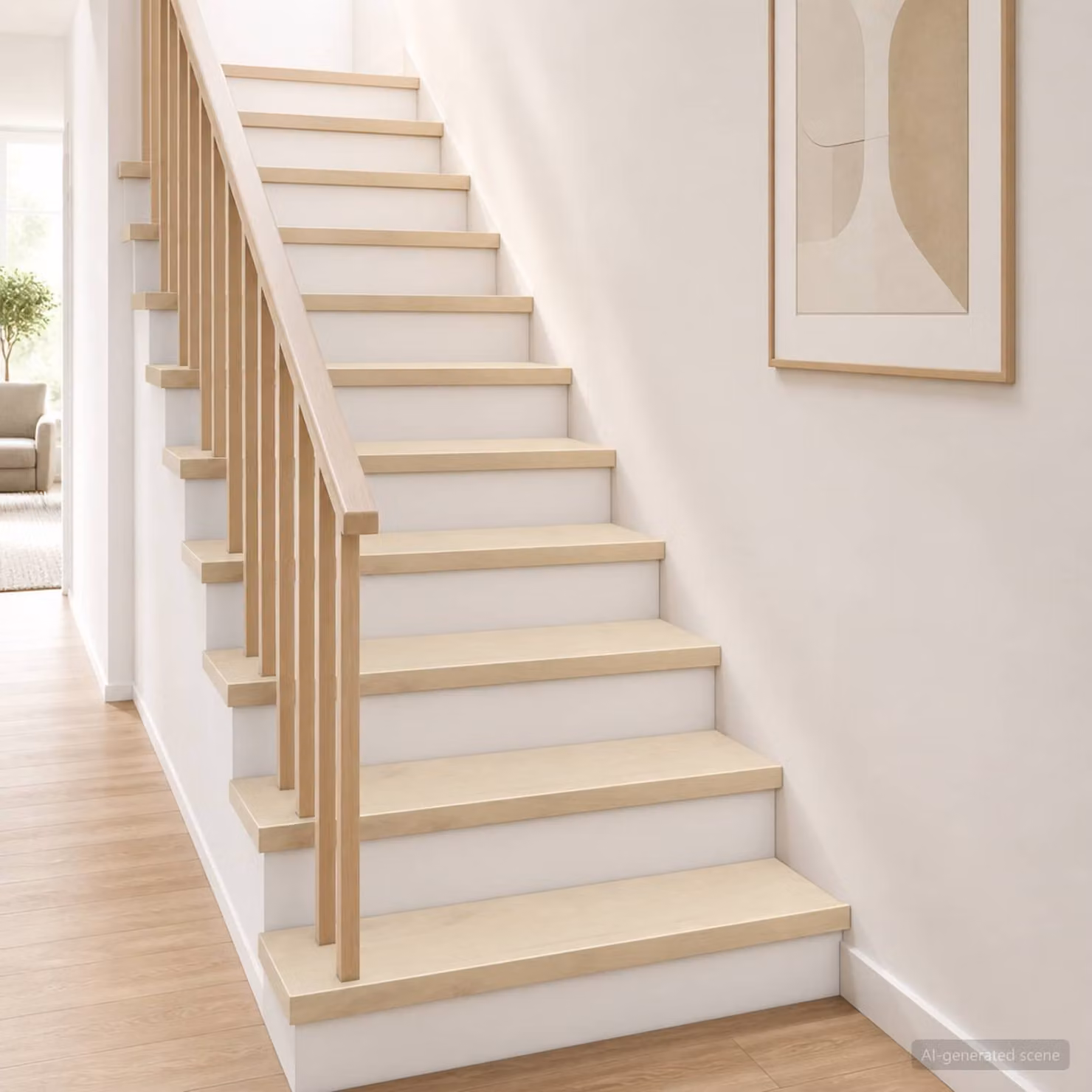 Set di 16 gradini per scale vidaXL in legno, colore bianco, L 120 x P 25 x H 2 cm