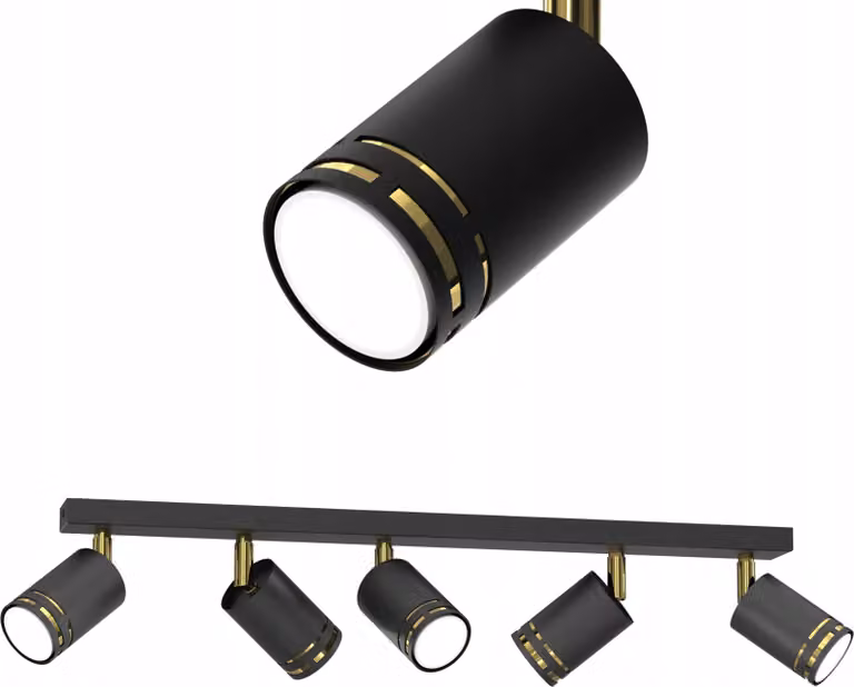 Lampada Da Soffitto Nera E Oro Con Led Mobile Gu10 - Lampada A Riflettore Polacca