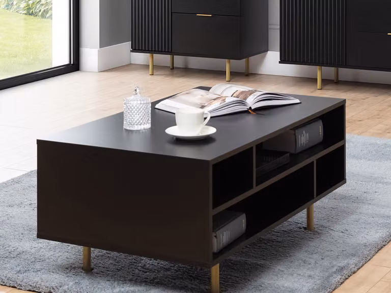 Tavolino da soggiorno IREDELL - oro / nero opaco