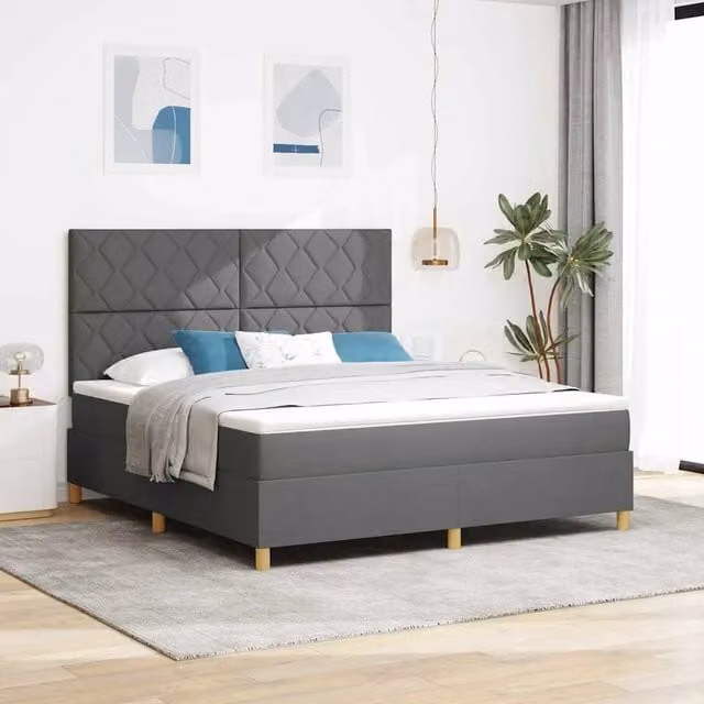 Letto a molle con testiera vidaXL in tessuto grigio con struttura in legno e molle a tasche L/P: 180 x 200 cm – 1