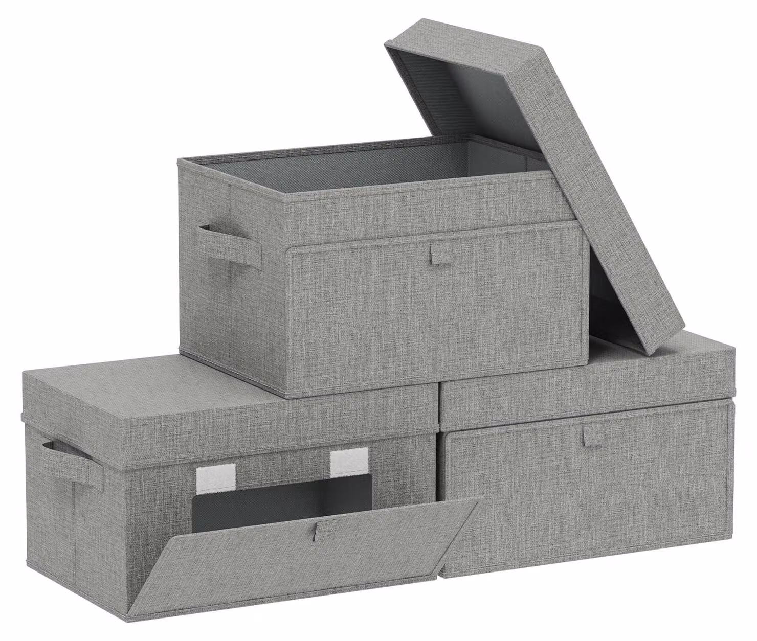 Omgoods - Scatole portaoggetti con maniglia, confezione da 3, 13 x 23 x 20 cm, grigio