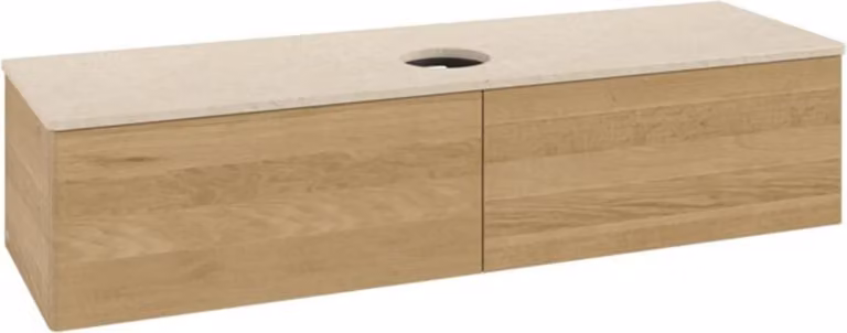 V&B Mobiletto senza struttura frontale - illuminazione Antao 160x50cm, WBP-colore botticino, rovere miele