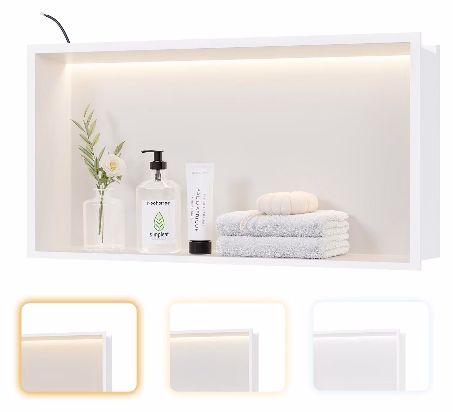 Pannello a LED da parete, acciaio inossidabile, 60x30 cm, 3 colori, bianco