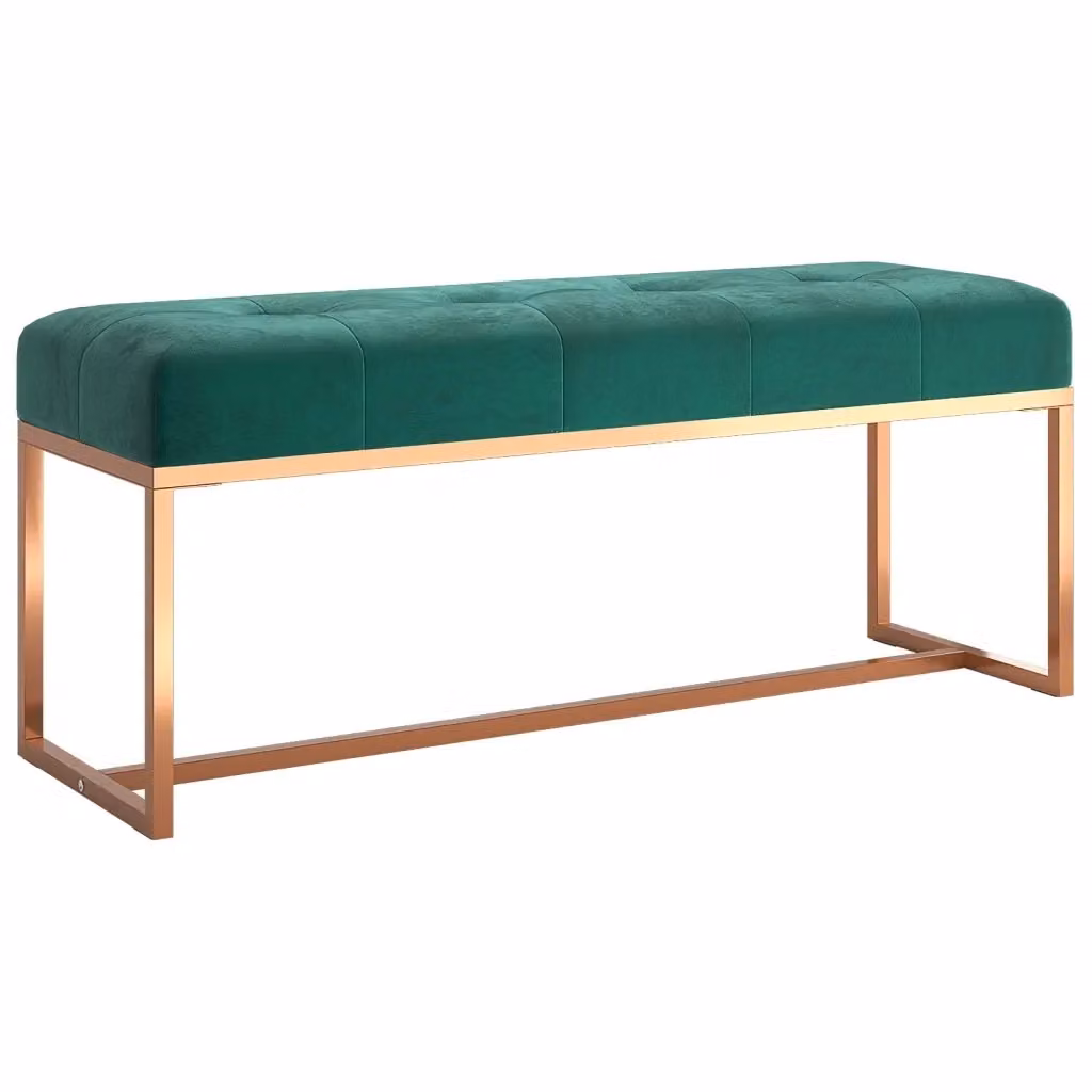 Panca-Sgabello Design Mania in Velluto Verde con Struttura in Legno e Metallo L: 110 cm, P: 36 cm, H: 45 cm – 2