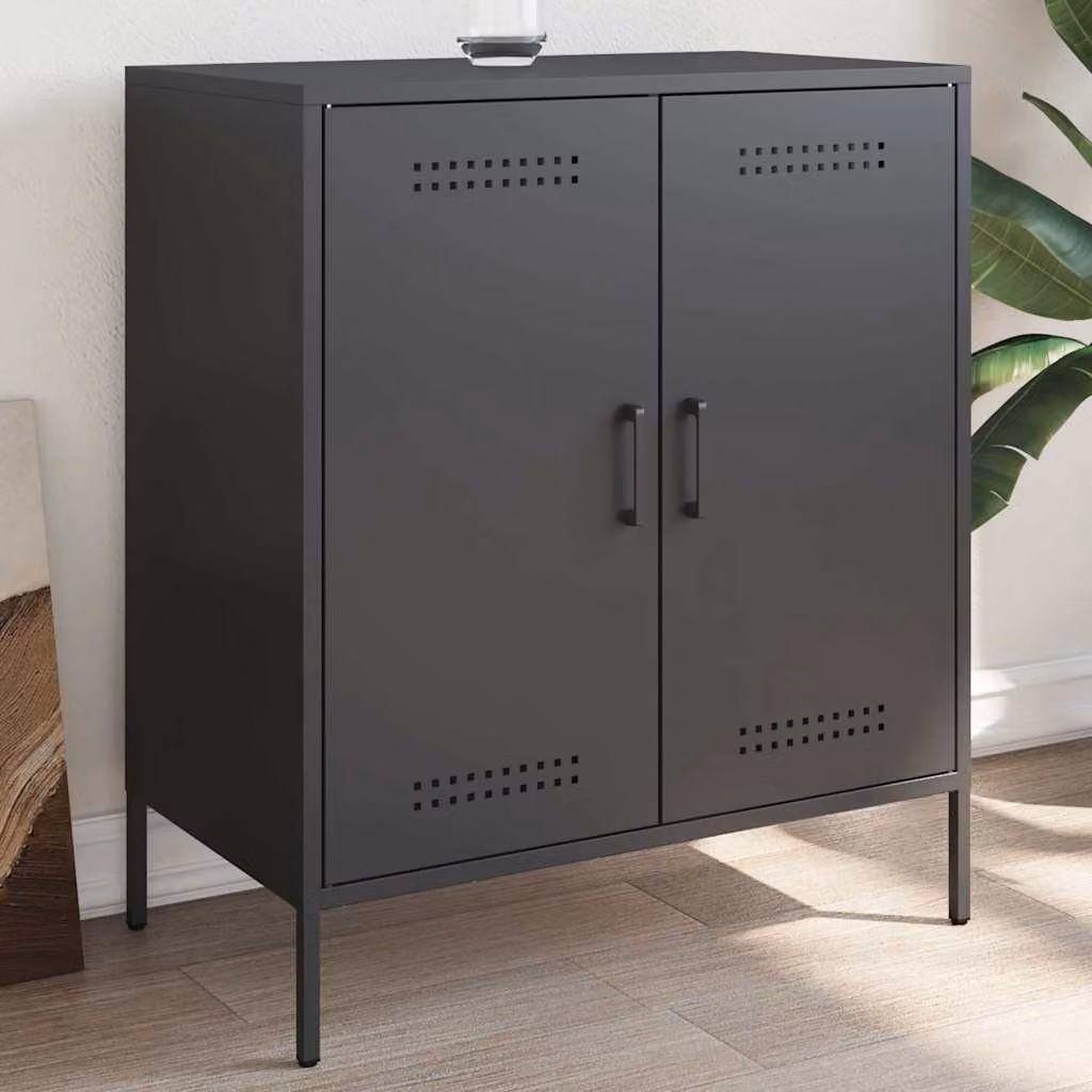 Credenza vidaXL in metallo nera stile industrial L: 68 cm, P: 39 cm, H: 79 cm