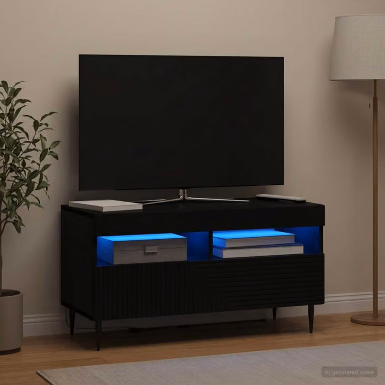 Mobile TV LED vidaXL HAARLEM Nero Legno ingegnerizzato L: 81 cm, P: 35 cm, H: 43 cm