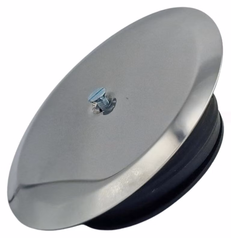 Schläfer 4397100 | Sifone Bagno Ispezionabile, Tappo a Espansione per Sifone a Pavimento diam 100 mm con Tappo inox e vite, Tappo Pozzetto a Pavimento e Coperchio Cromato in Acciaio