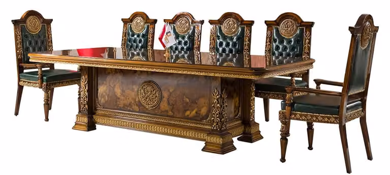Konferenztisch Besprechungstisch Tisch Meeting Tisch Klassisch mit 6 Sessel