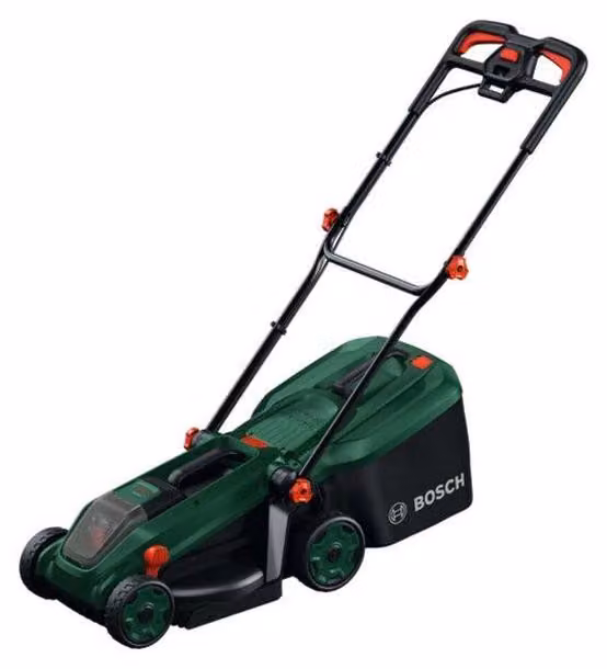 Tagliaerba Bosch Rotak 18V-34, fornito senza batteria né caricabatterie, confezionato in una scatola di cartone