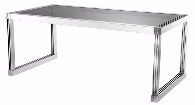 Tavolo da pranzo Casa Padrino in argento con vetro fumé 195 x 100 x h. 78 cm - qualità