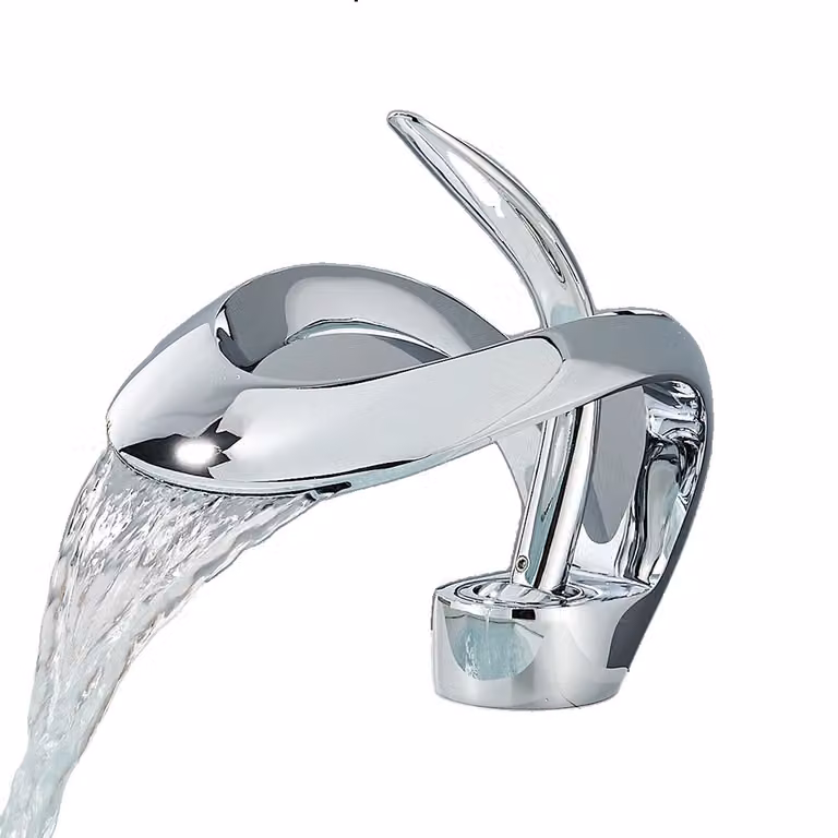 Miscelatore moderno per lavabo, struttura in metallo, nucleo valvola in Vetroceramica, miscelatore cromato