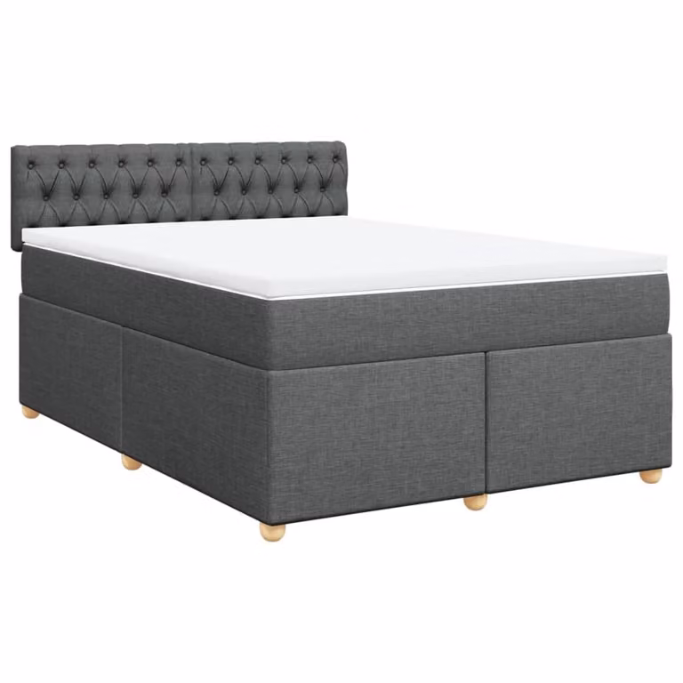Giroletto a Molle con Materasso Grigio Scuro 160x200 cm Tessuto