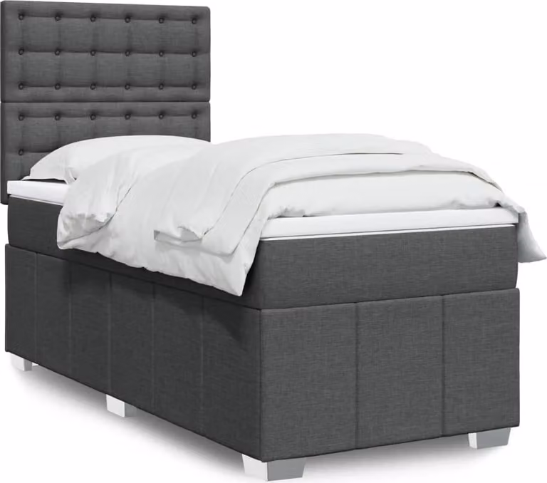Maison Exclusive - Letto boxspring con materasso grigio scuro 90x190 cm Tessuto