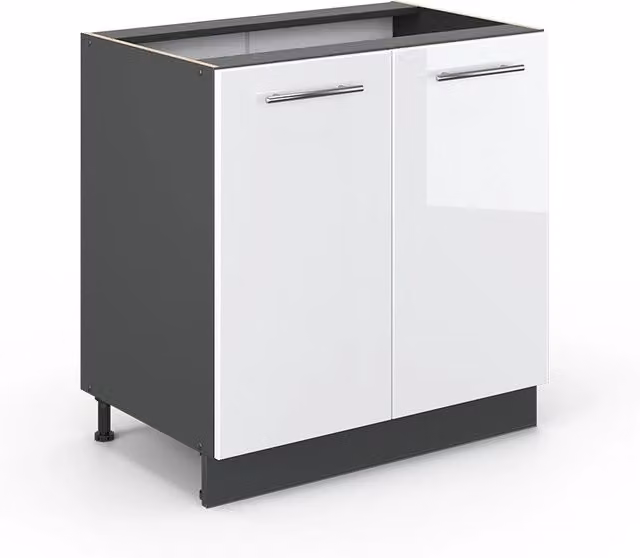 Mobiletto base cucina Vicco Fame-Line Bianco lucido e Antracite con ante a battente L: 80 cm