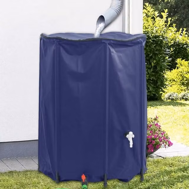 Serbatoio d'acqua Videx in PVC blu con rubinetto pieghevole e filtro, capacità 1350 l – 1