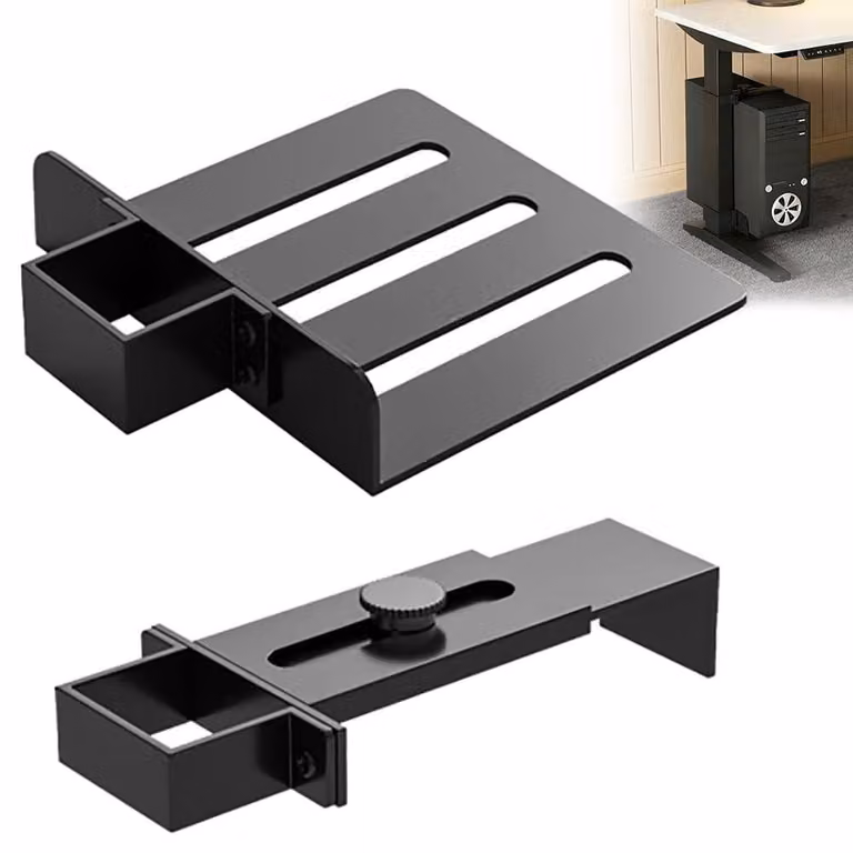 Omgoods - Supporto per PC da fissare sotto la scrivania - Adatto a montanti da 65 x 45 mm - Capacità di carico fino a 18 kg