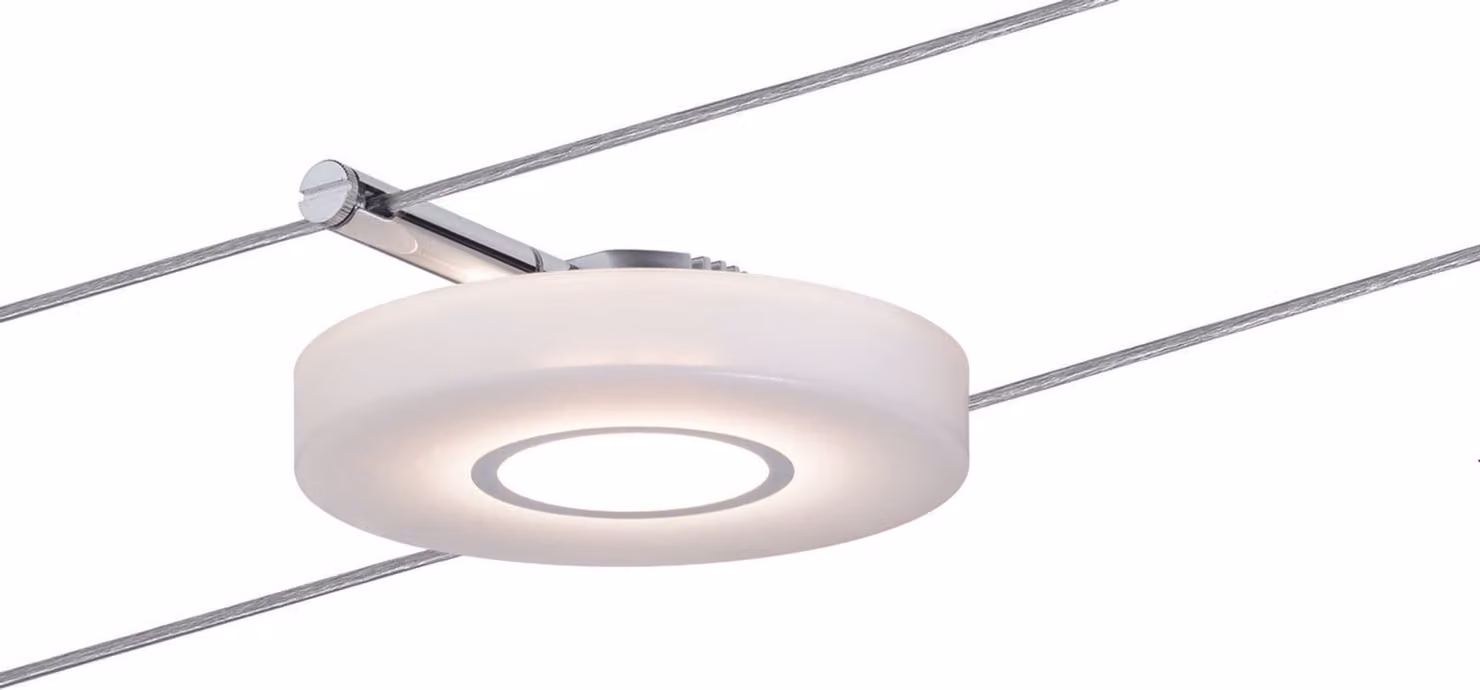 Paulmann Wire Systems, faretto a LED a basso voltaggio (DC), modello DiscLED I, 1x4W, finitura cromo/satinato, 12V DC, corpo in plastica