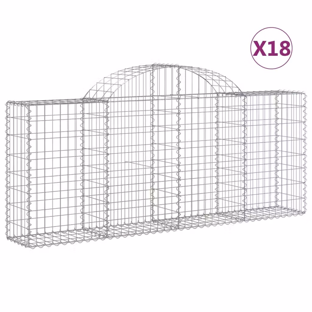 Cesti Gabbioni ad Arco 18 pz 200x30x80/100 cm Ferro Zincato