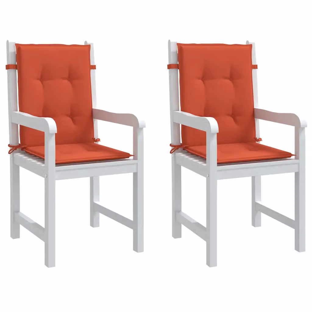 Set di 2 cuscini per sedia vidaXL in tessuto rosso mélange, schienale basso con imbottitura in schiuma e lacci di fissaggio, L 100 cm x P 50 cm x H 4 cm