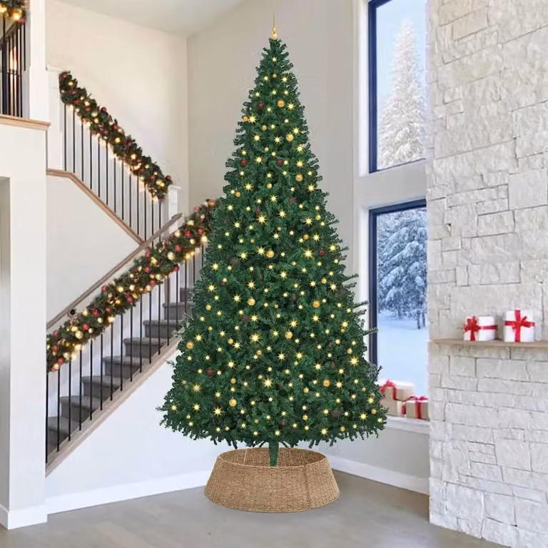 vidaXL Collare per Albero di Natale Rotondo Naturale 105 x 105 x 28 cm