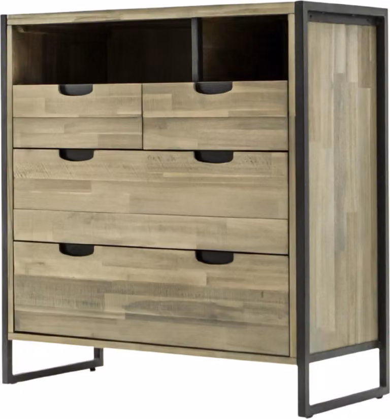 FURNLUX Cassettiera Flow Sand Oak And Graphite 100cm / Colore principale: Beige / Dimensioni: 100 x 105 x 45 cm
