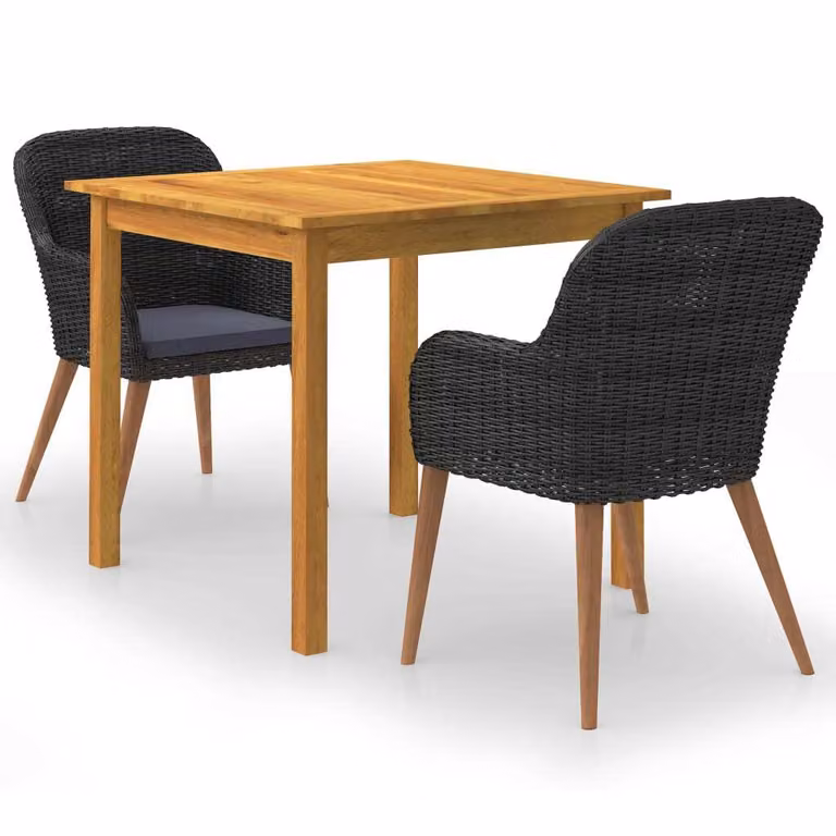 Maison Exclusive - Set da pranzo da giardino 3 pezzi nero