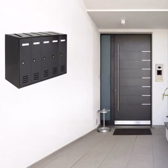 ALUBOX CUBO Cassette Postali Condominiali da 5 Posti in Lamiera Zincata, Colore Antracite, L/P/H: 38,5 x 53 x 25 cm