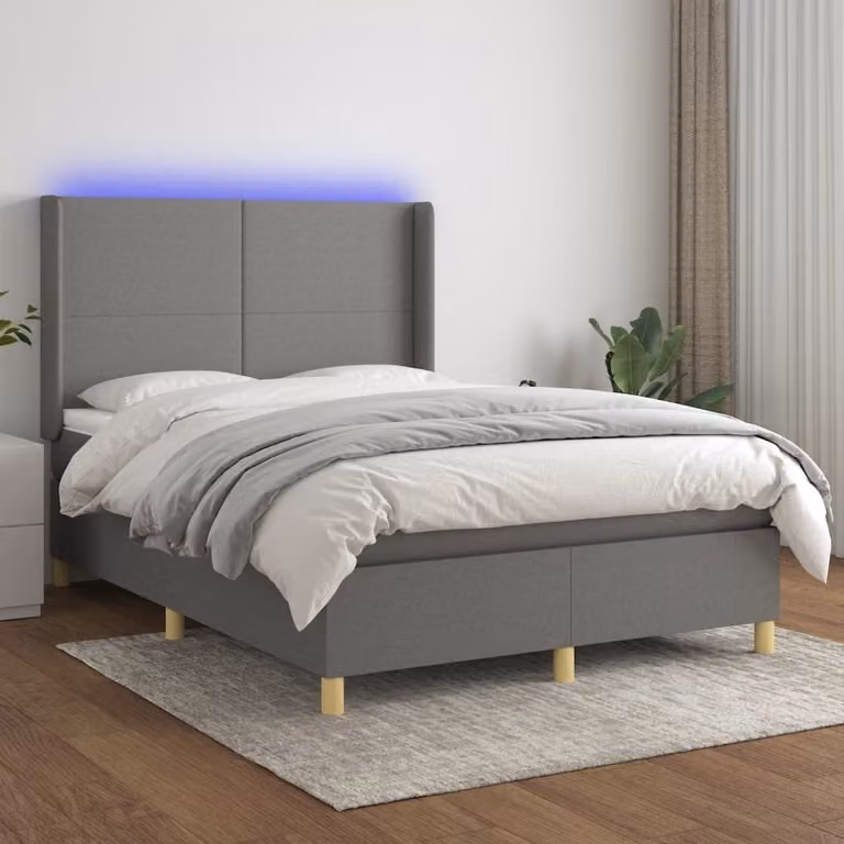Maison Exclusive - Letto a Molle Materasso e LED Grigio Scuro 140x190cm in Tessuto