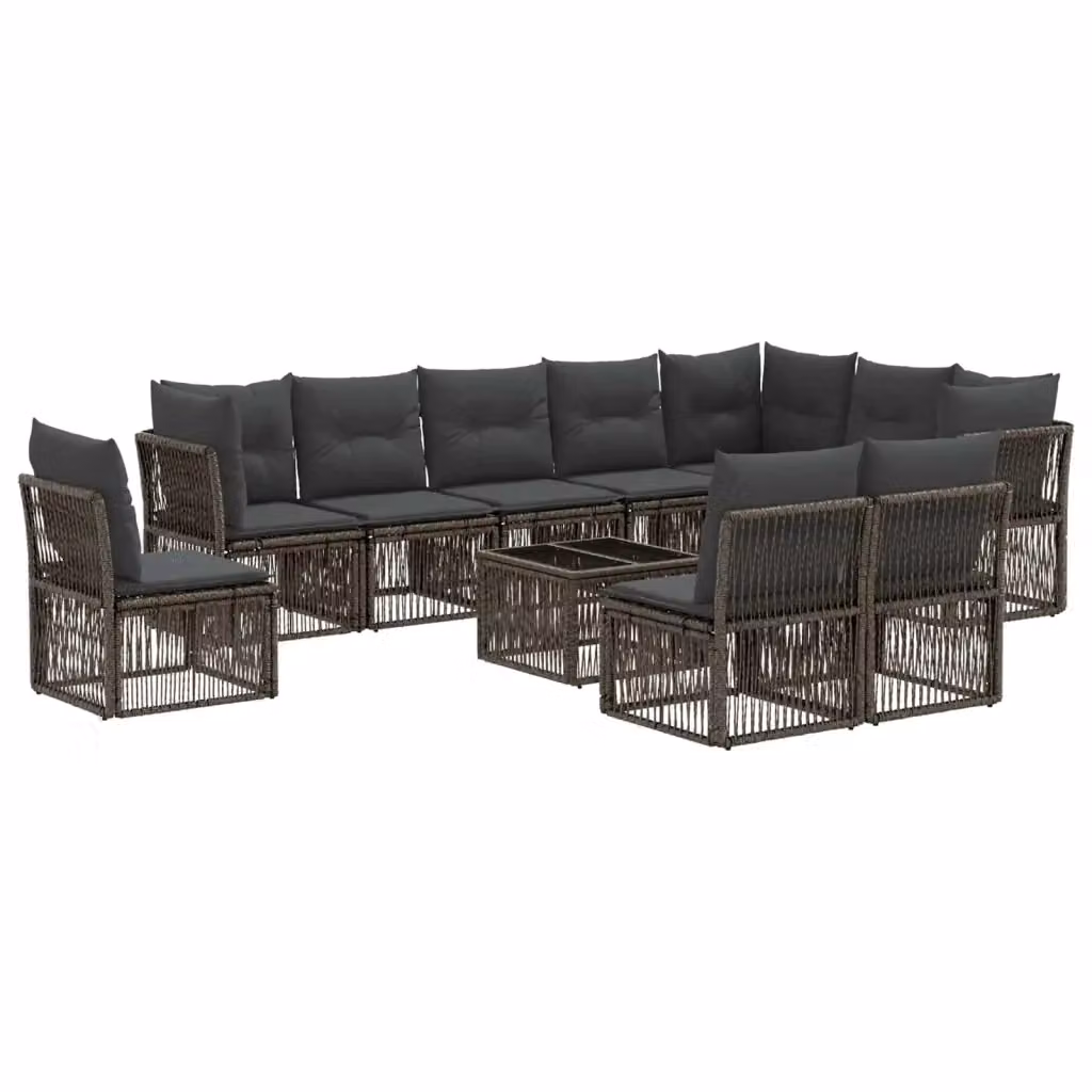Set Divano da Giardino a Forma di U con Tavolino vidaXL, 11 Pezzi, Grigio – 2