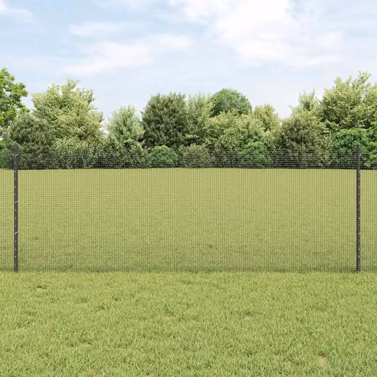Recinzione in rete saldata con pali vidaXL, Grigio, L: 50 m, H: 0,8 m