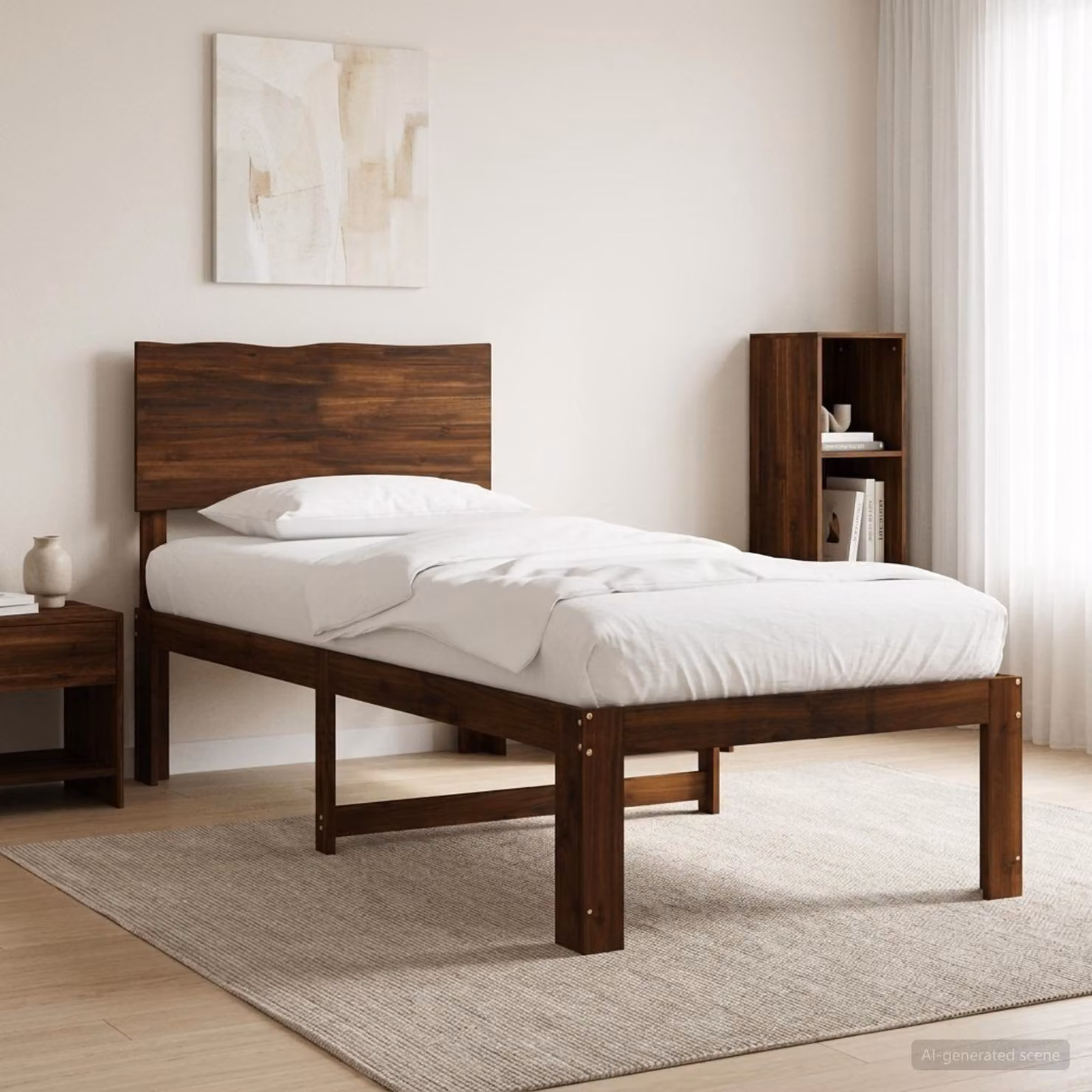 Letto Singolo con Testiera ROSTOCK vidaXL in Legno di Acacia Marrone Scuro L: 190 cm, P: 75 cm, H: 101 cm