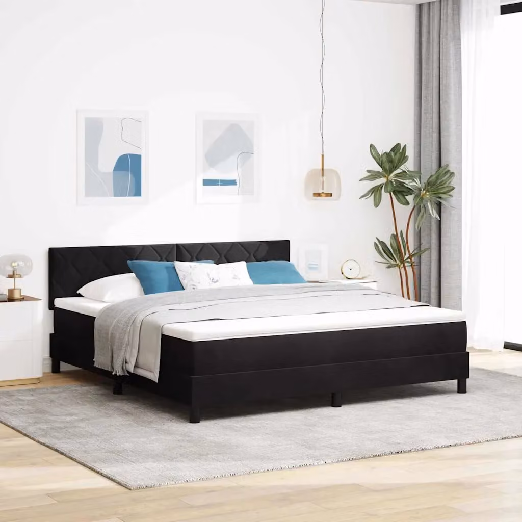 Letto a molla con illuminazione LED vidaXL in velluto nero L 180 x P 200 cm – 1