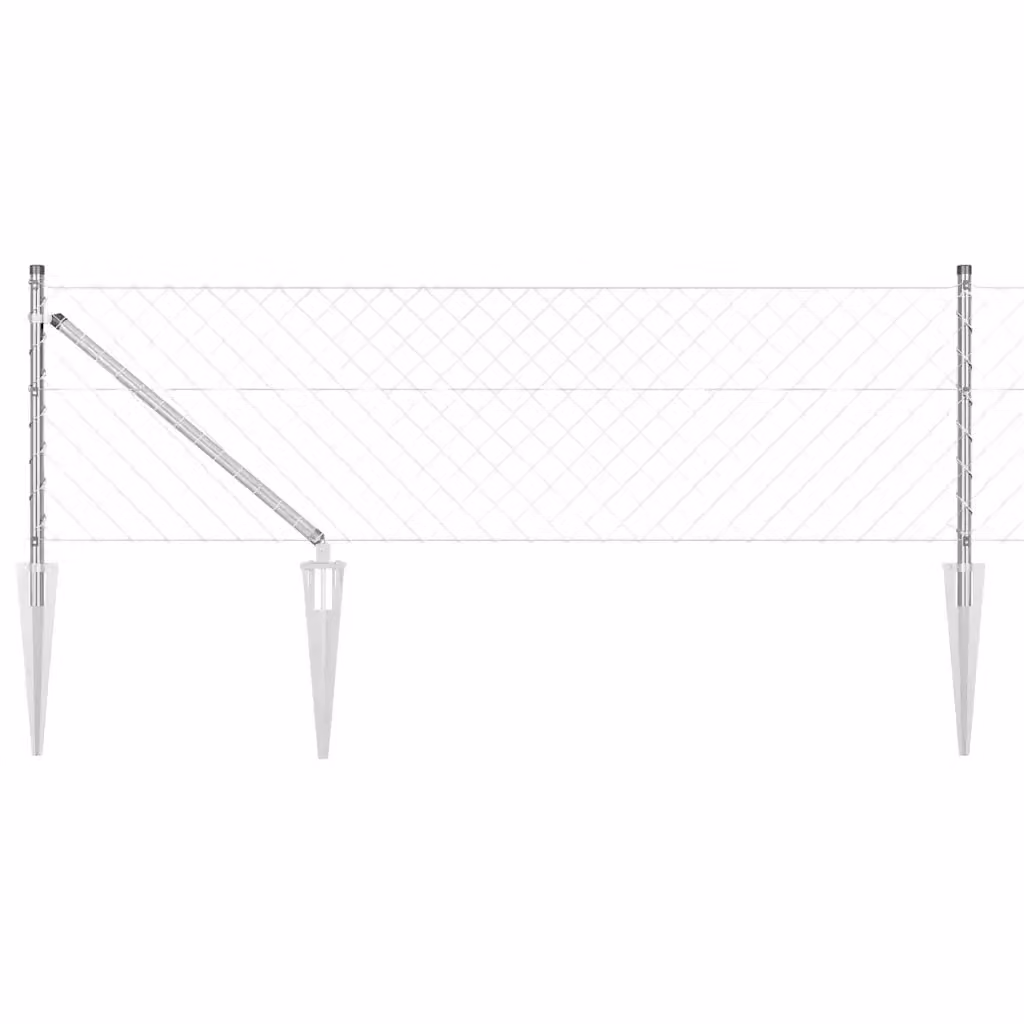 Palo per recinzione vidaXL in acciaio zincato color argento, ideale per installazione nel terreno, L: 25 cm, H: 80 cm – 3