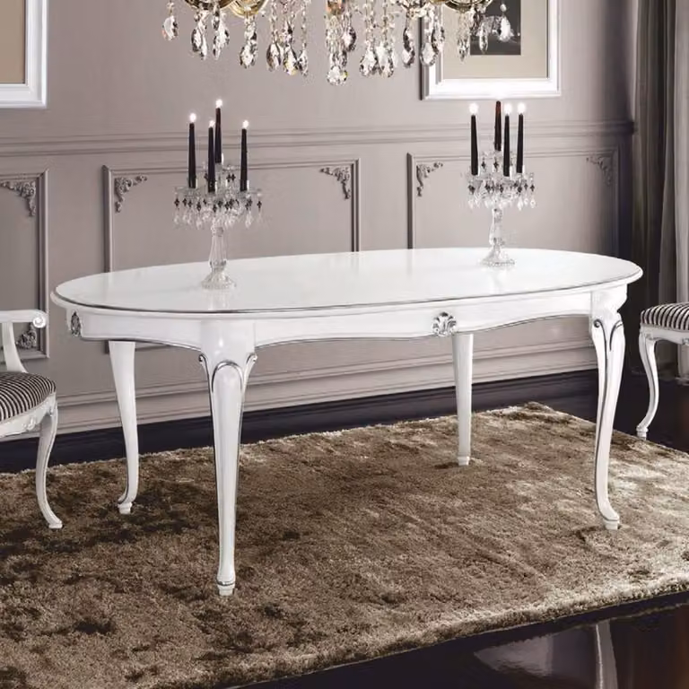 Casa Padrino tavolo da pranzo barocco bianco / argento 200-280 cm - Italy