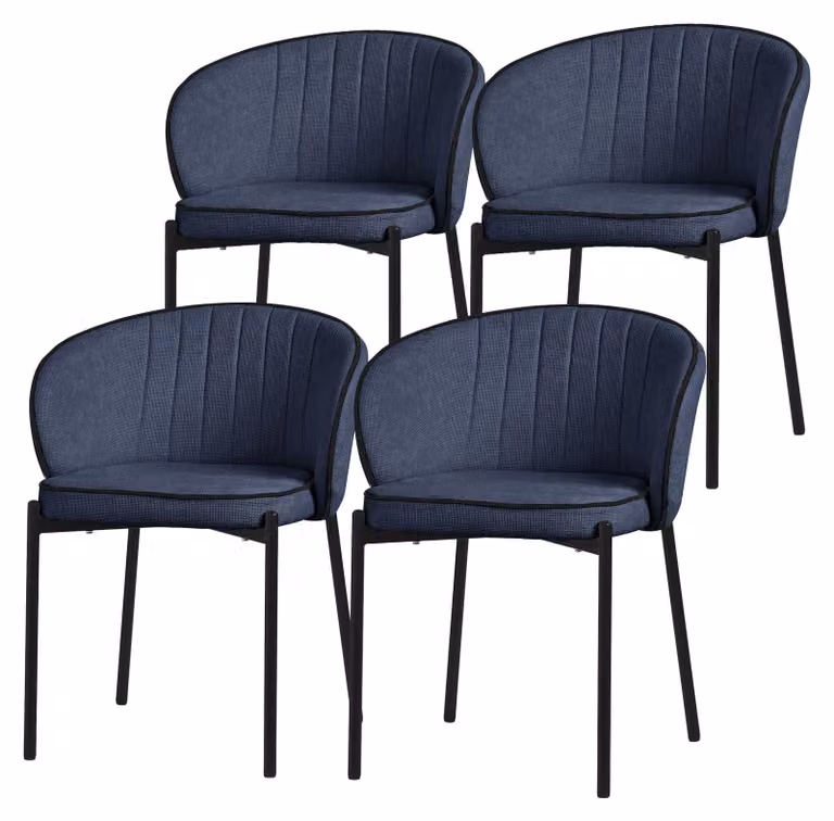 ML-Design set di 4 sedie da cucina blu scuro con rivestimento in tessuto gambe in metallo sedia da soggiorno schienale imbottito sedie per sala da pranzo e cucina