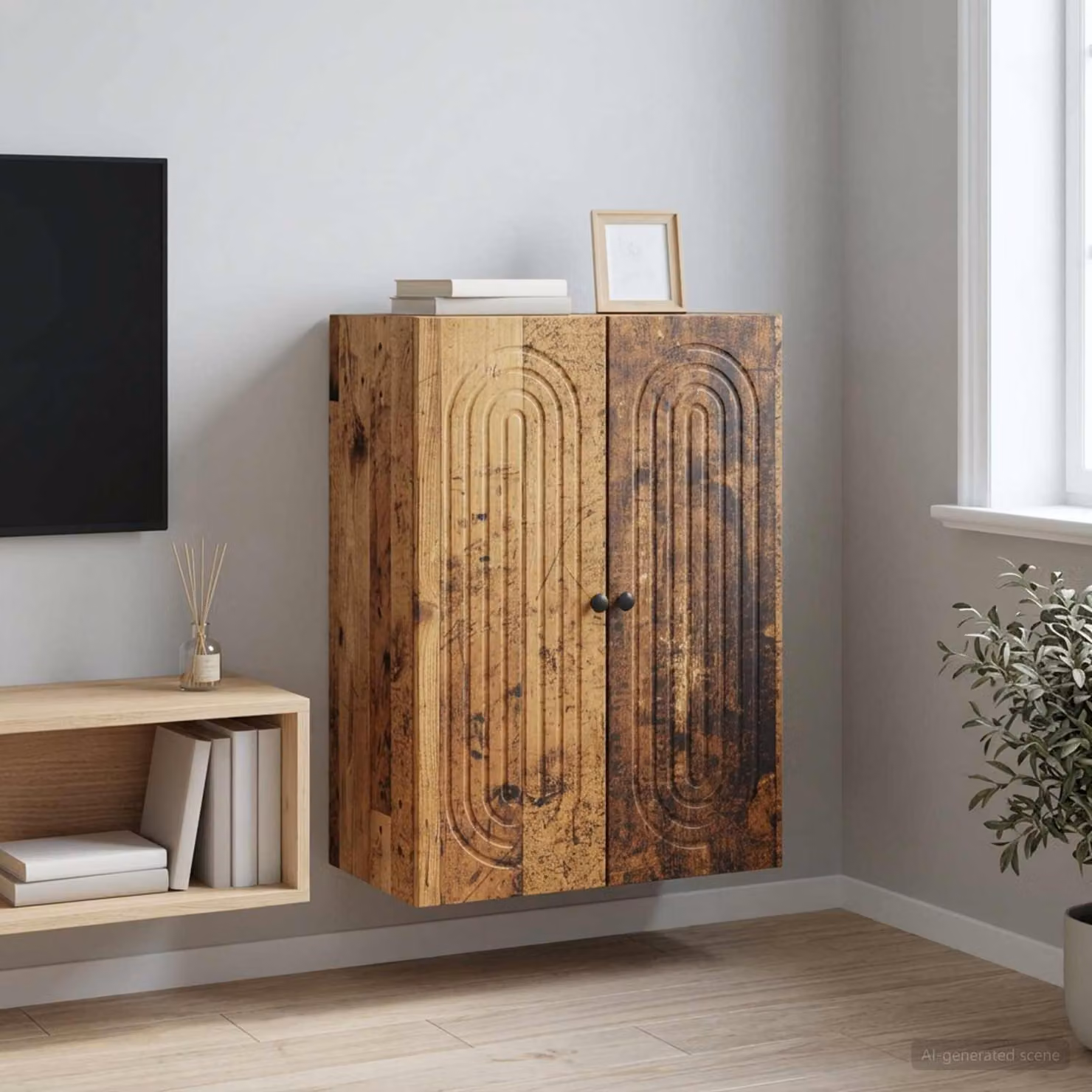 vidaXL Mobiletto a muro in stile classico marrone con ante a battente e ripiani interni L: 66 cm, P: 34,5 cm, H: 90 cm