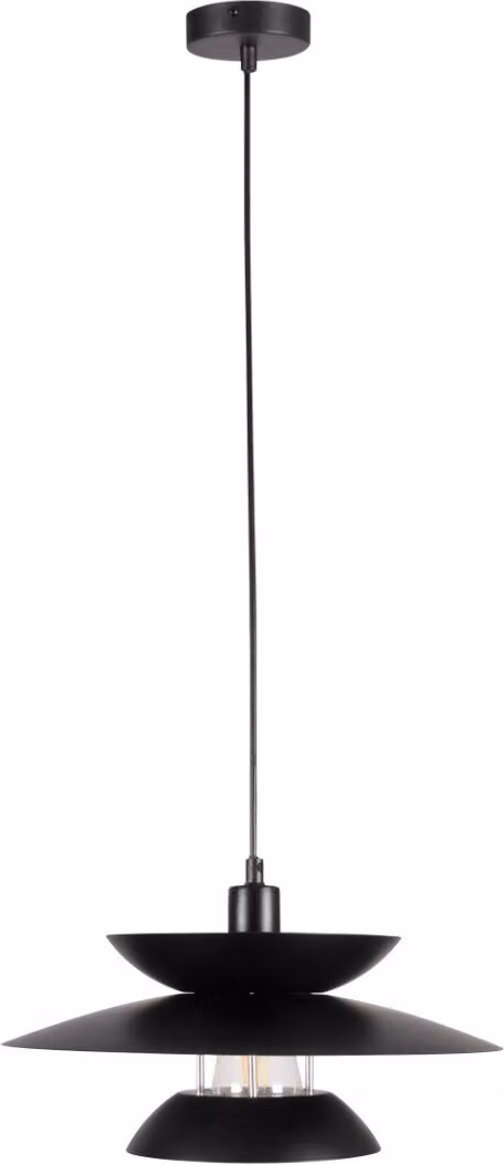 Lampada a sospensione decorativa nera regolabile Berit 1xE27 20W Polux