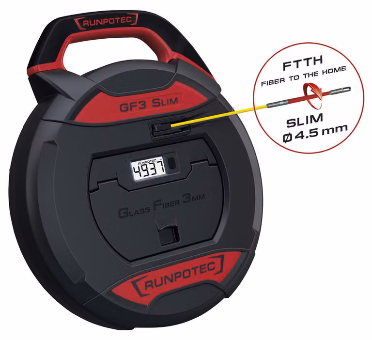 RUNPOTEC strumento di trazione cavi incl. GF3 SLIM - contametri digitale, lunghezza: 50 10209