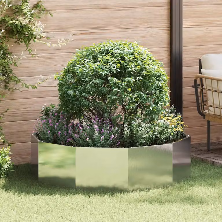 Fioriera vidaXL in acciaio inossidabile argento L/P/H: 120 x 120 x 35 cm