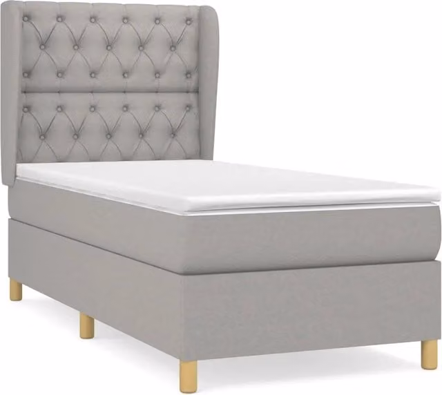 Letto singolo | Letto per adulti | Giroletto a Molle con Materasso Grigio Chiaro 80x200 cm Tessuto