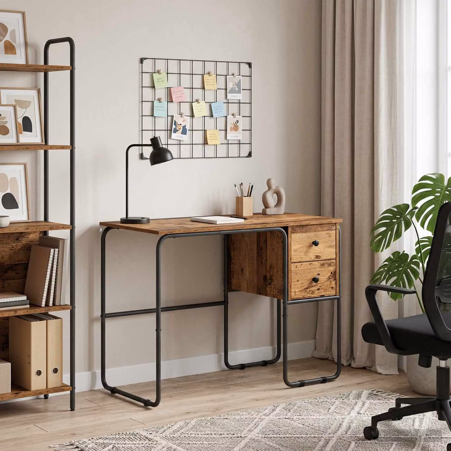 Scrivania moderna vidaXL in legno marrone con piano rettangolare L: 100 cm, P: 60 cm, H: 75 cm