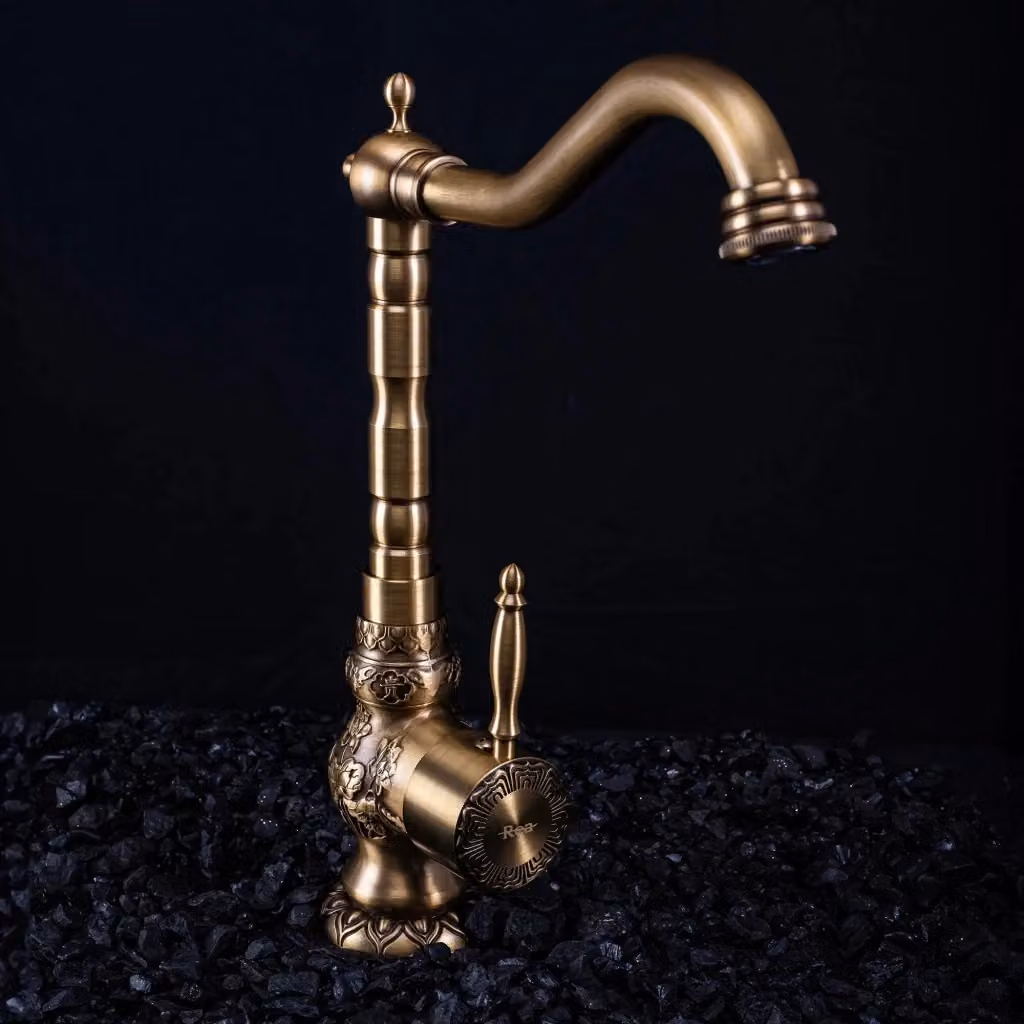 Rubinetto per cucina e bagno Rea Venice a due maniglie in ottone color bronzo antico – 2