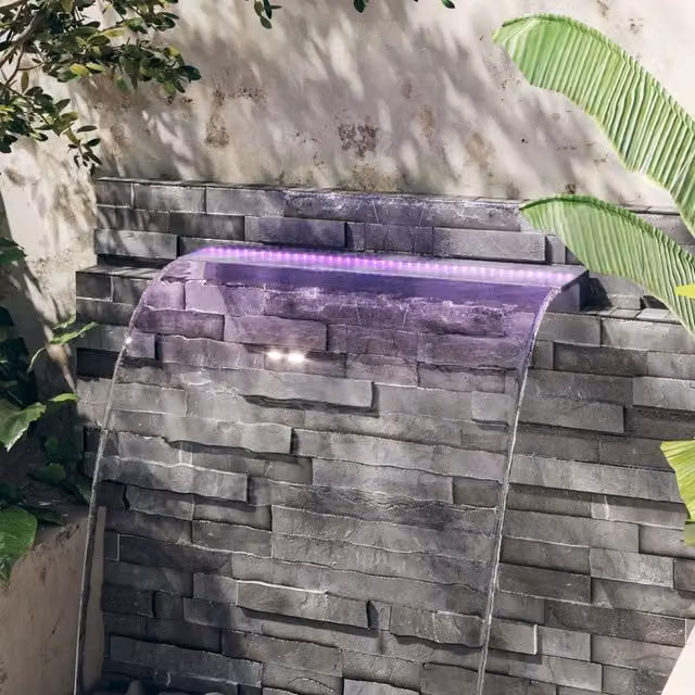 Sfioratore a Cascata vidaXL con LED RGB in Acrilico, Grigio e Trasparente, L: 90 cm