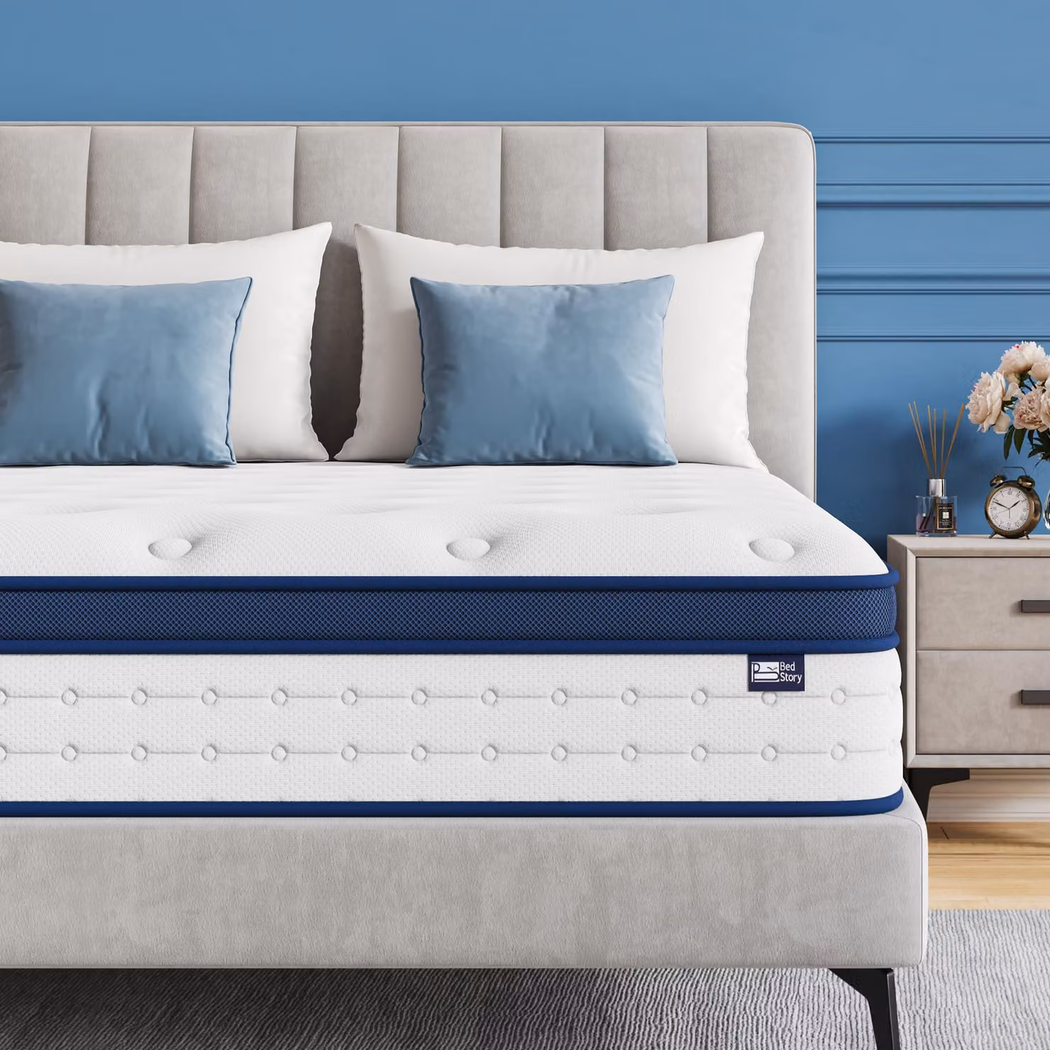 Materasso BedStory, 160x200 cm, materasso a molle insacchettate a 7 zone, altezza 20 cm, durezza H4