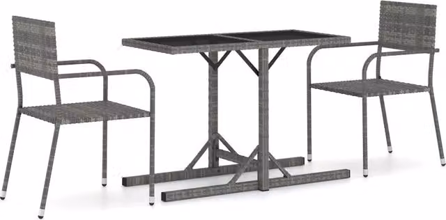 Set Mobili da Pranzo per Giardino 3 pz | Set Salotto da Giardino Grigio