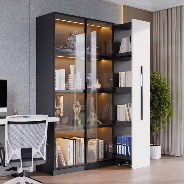 Mobile da bagno, mobile da sala da pranzo, mobile multifunzionale, 110,5 x 35 x 160 cm, illuminazione a LED, cassetti laterali estraibili, mobile su ruote