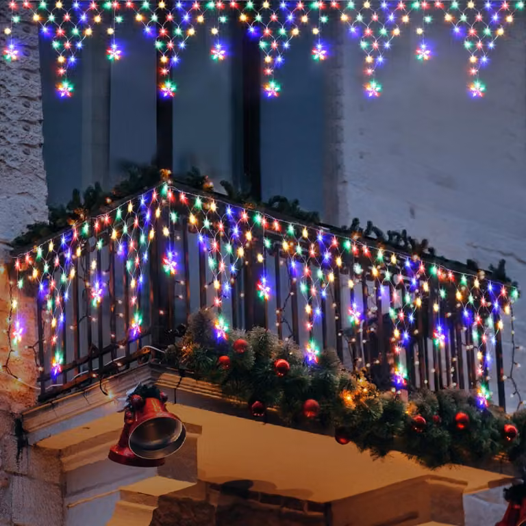 5M LED luci fiabesche con tenda luminosa a stella 8 modalità di luce luci di Natale per la decorazione di Natale recinzione parete partito, colorato