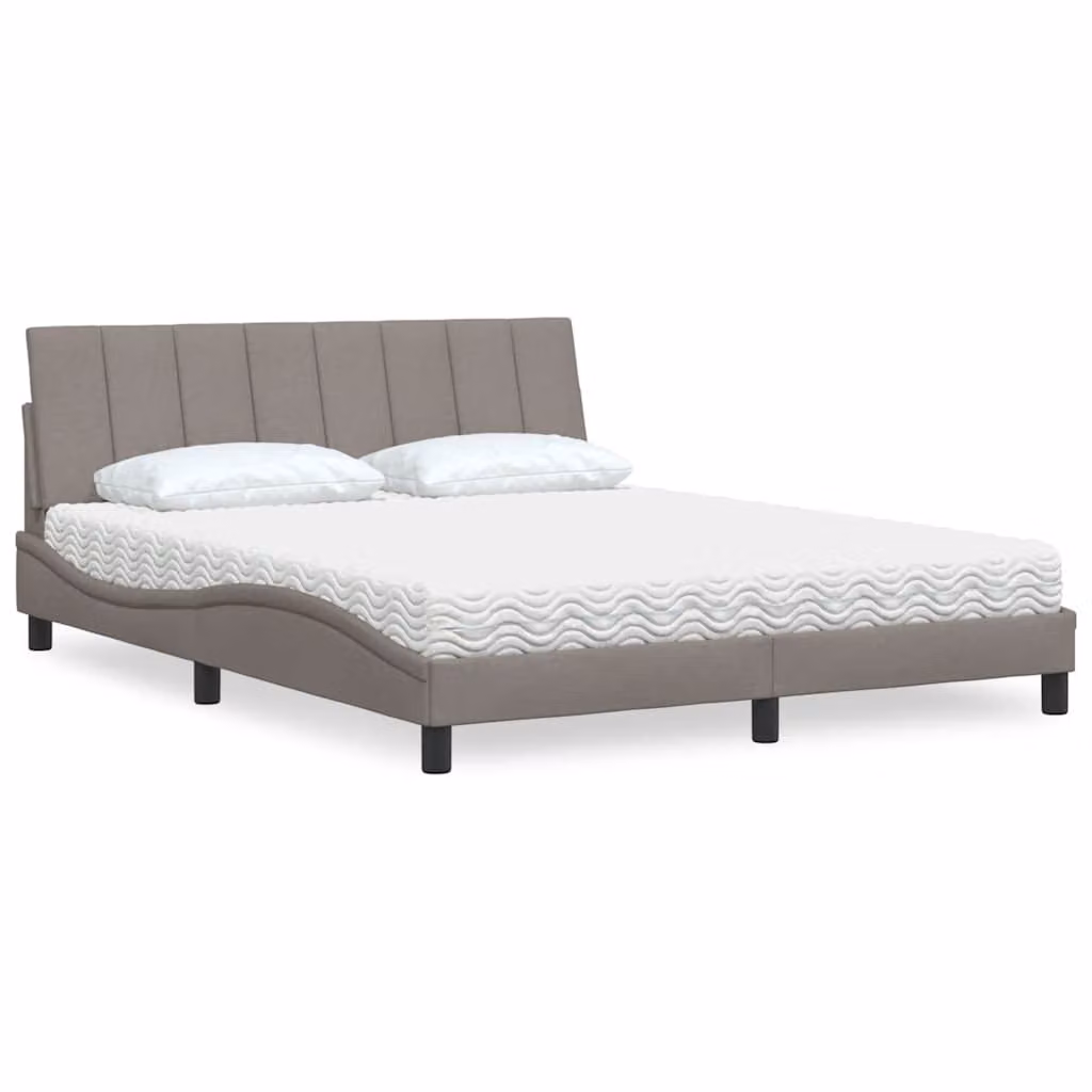 Letto con Materasso Hanko vidaXL in Tessuto Beige e Bianco, L/P/H: 160 x 200 x 74,5 cm – 1